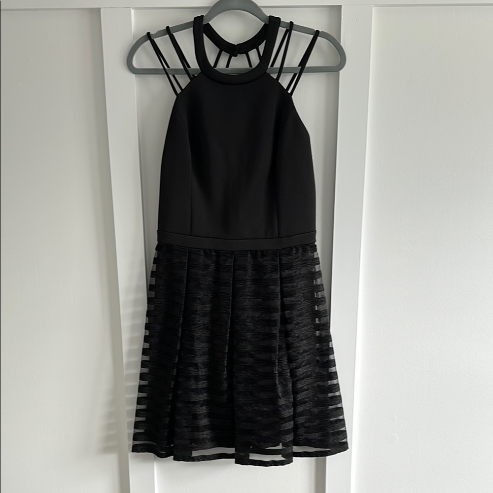 Guess Black Tiered Halter Cocktail Dress